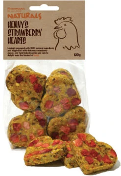 8 X Rosewood Henry's Naturals Chicken Treats Strawberry Hearts 120g